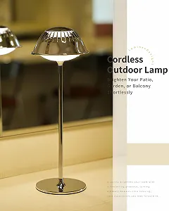 Настільна лампа LED бездротова сенсорна регульована яскравість водонепроникна акумуляторна Сріблястий хром synthetic.ua - Фото 1