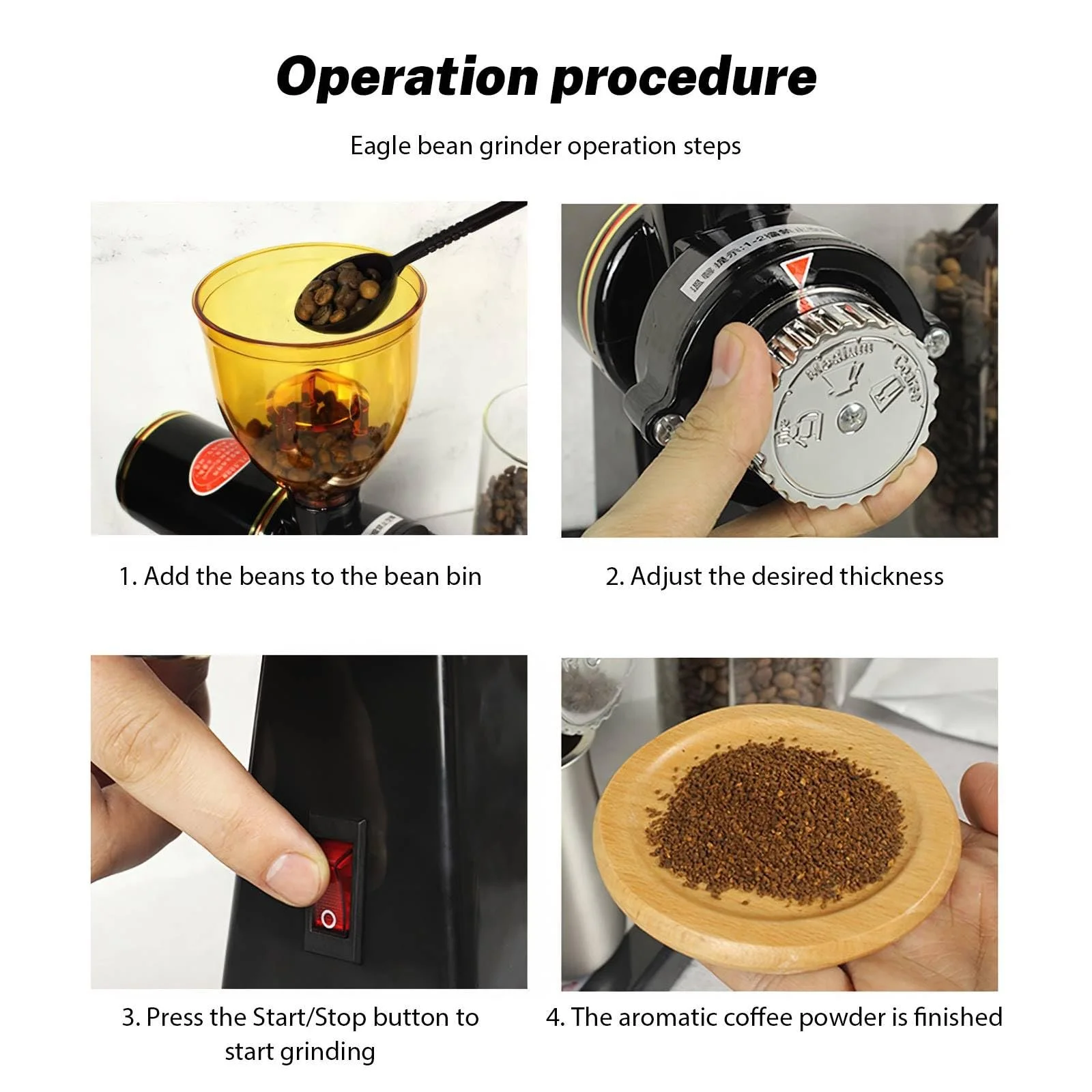 Электрическая кофемолка 8 Регулируемые ступени помола Нержавеющая сталь Закрытый контейнер, фото №4