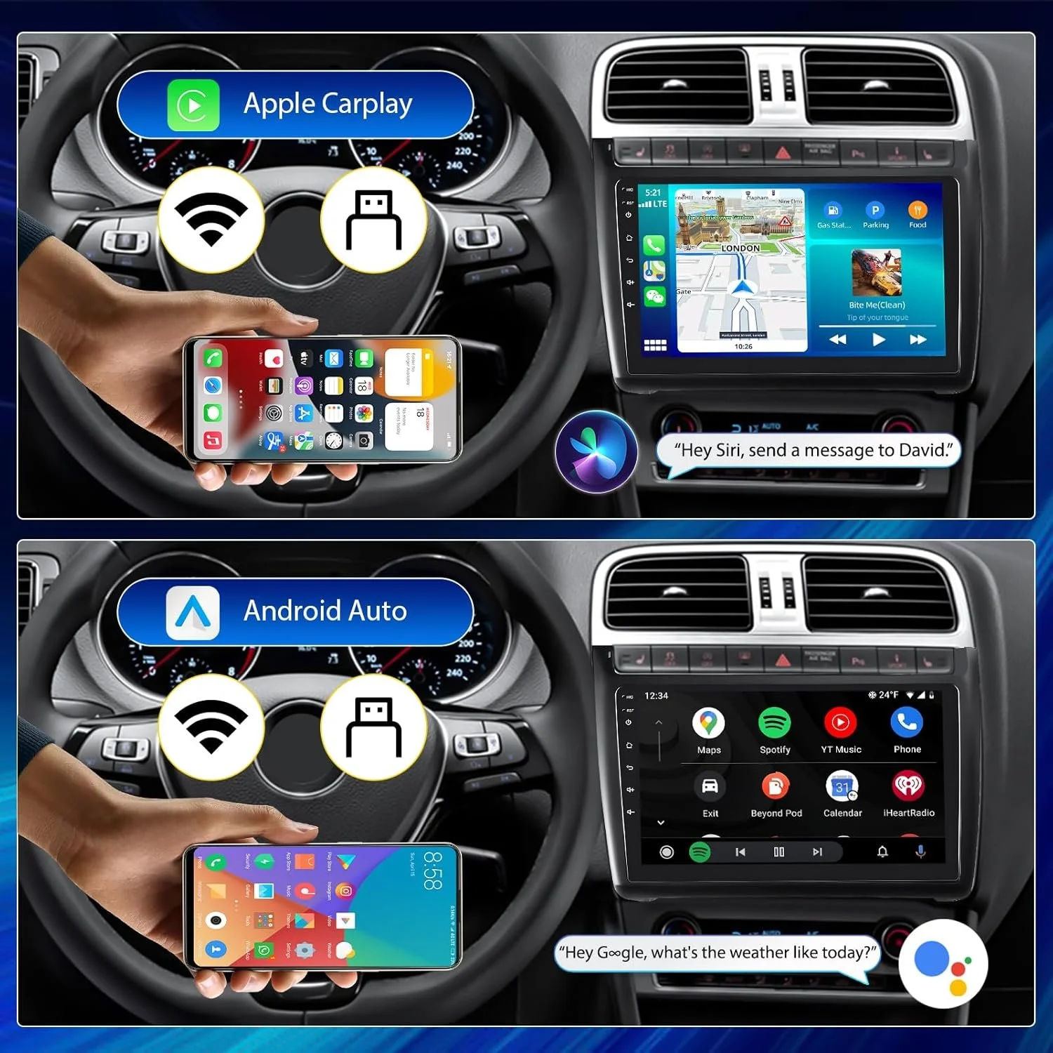 Штатная автомагнитола CAMECHO для VW Polo 6R 6C 9N 2008-2016 / 9" / Сенсорная / 2/64Гб / Android 13 / Apple CarPlay / Android Auto / Bluetooth / WI-FI / GPS / USB, фото №3 Штатная автомагнитола CAMECHO для VW Polo 6R 6C 9N 2008-2016 / 9" / Сенсорная / 2/64Гб / Android 13 / Apple CarPlay / Android Auto / Bluetooth / WI-FI / GPS / USB, фото №3