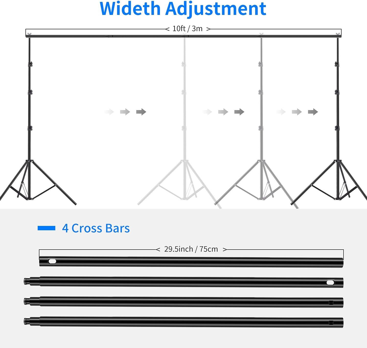 Система поддержки фоновых стойок Neewer 2.6M x 3M Черная, фото №5