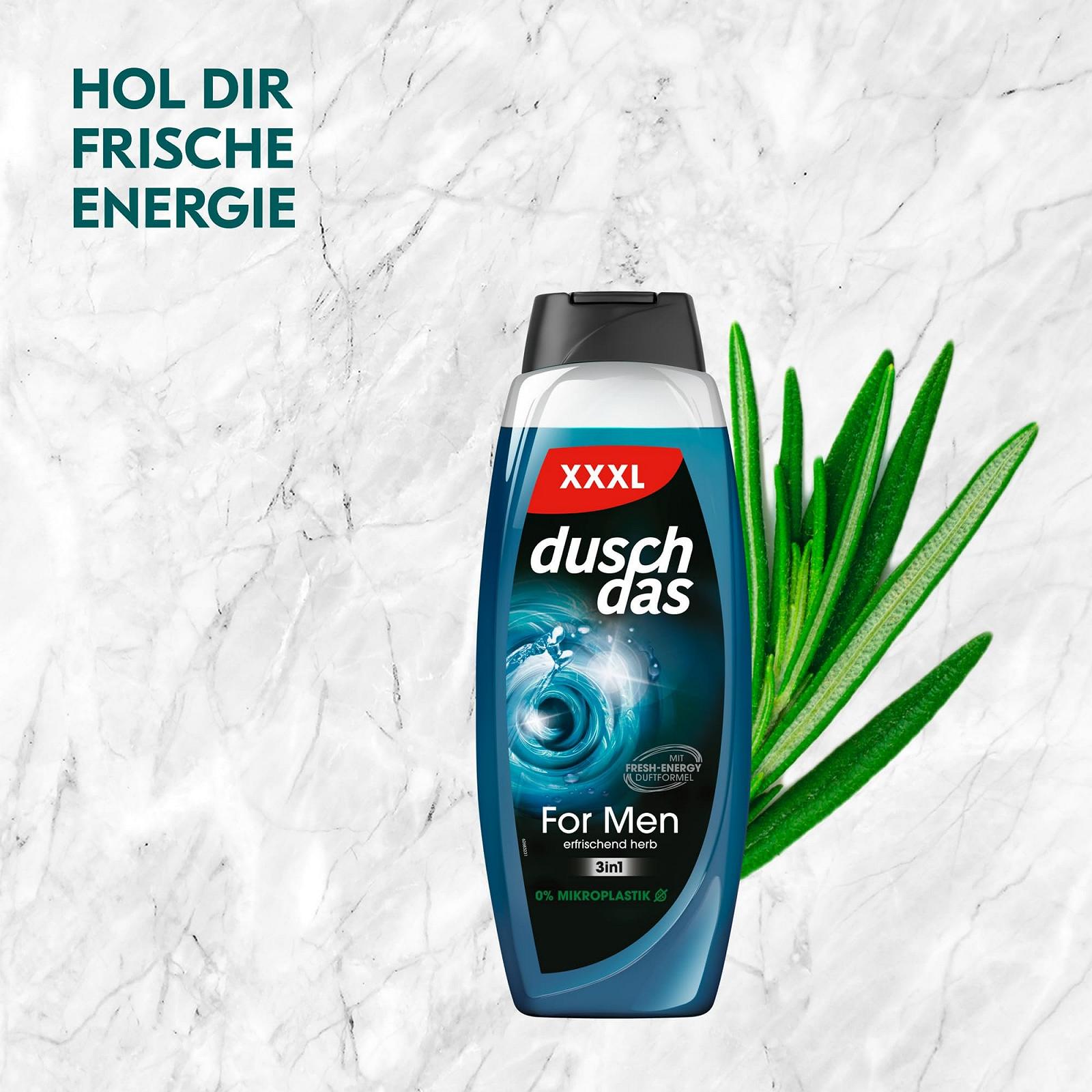 Гель для душу та шампунь 3-в-1 Duschdas For Men XXXL Shower Bath аромат Fresh Energy 675 мл, фото №5