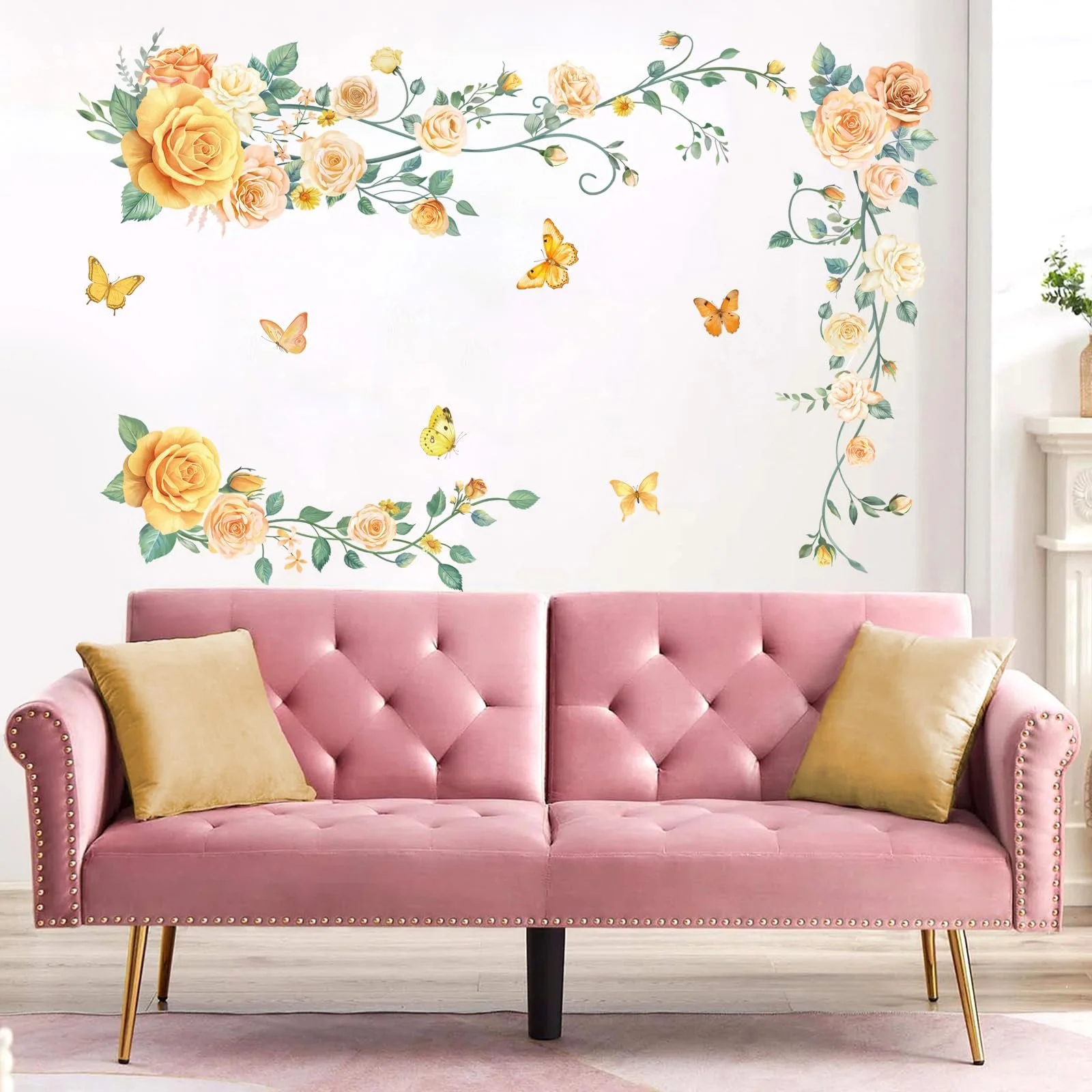 Наклейка на стіну DIY Ботанічні жовті троянди, фото №3 Наклейка на стіну DIY Ботанічні жовті троянди, фото №3