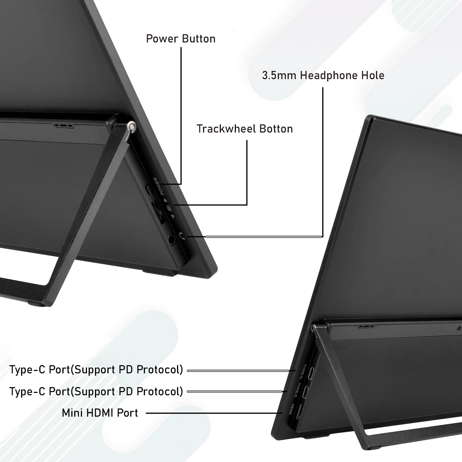 Портативный монитор GT MEDIA 15,6" для ноутбука 1080P FHD USB C HDMI Черный, фото №2 Портативный монитор GT MEDIA 15,6" для ноутбука 1080P FHD USB C HDMI Черный, фото №2