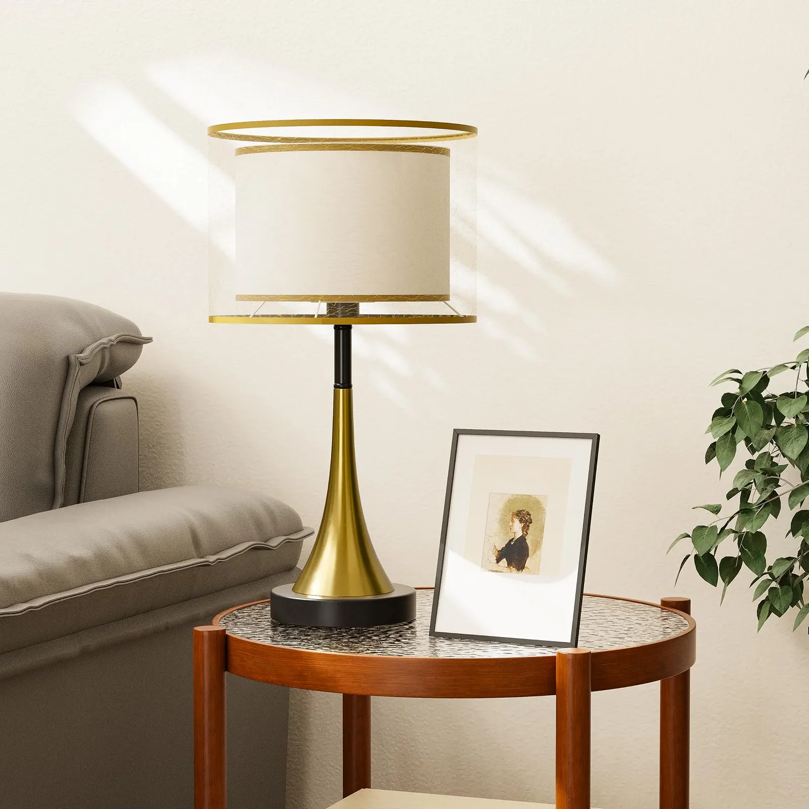 Настільна лампа LED PC Lampshade Gold Luxury Dimmable Золотиста, фото №2