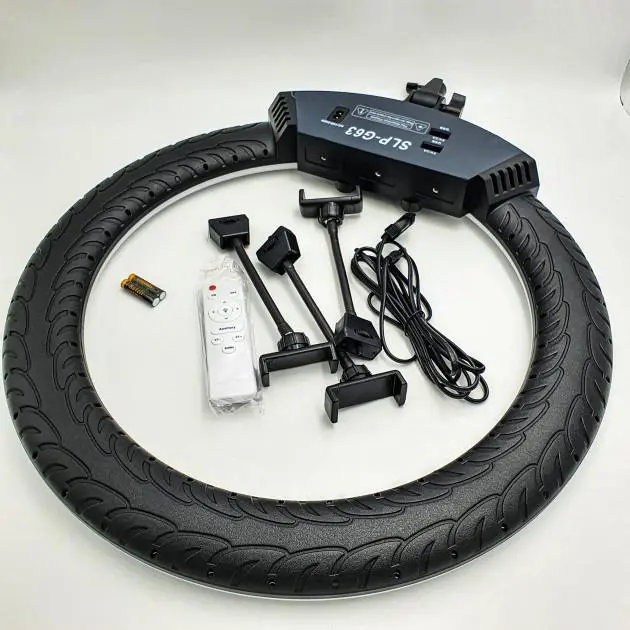 Кольцевая лампа Ring Light светодиодная с тремя съёмными держателями для телефонов пультом ДУ и сумкой 55см 220V (SLP-G63), фото №8