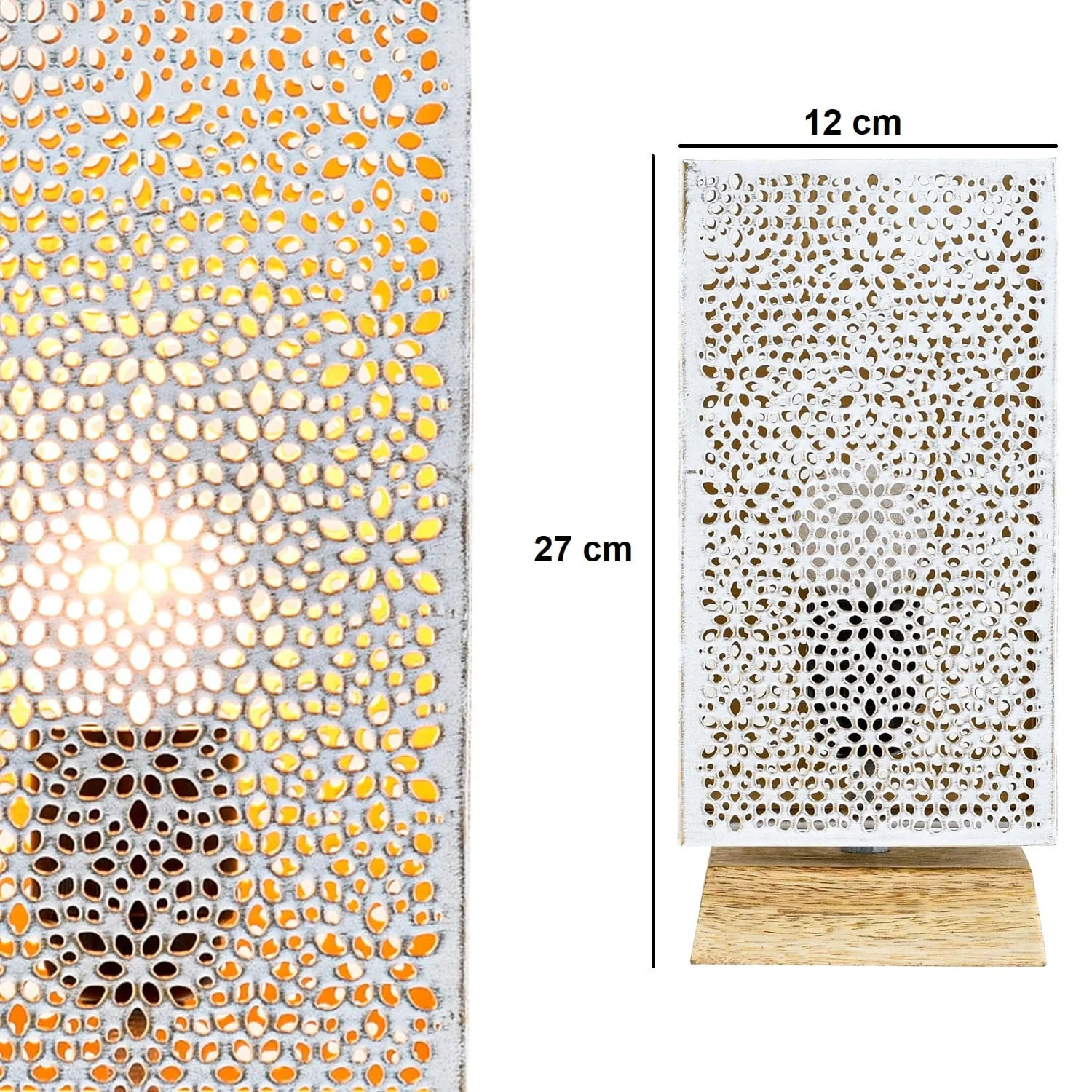 Настільна лампа Autigan Marrakech 25 см східна метал дерево цоколь E27 біла, фото №8