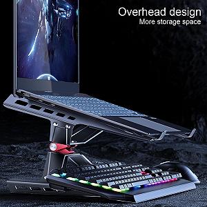 Підставка регульована для ноутбука, настільна для комп'ютера, кут нахилу 150 градусів, вбудоване тепловідведення, силіконові накладки проти ковзання synthetic.ua - Фото 1