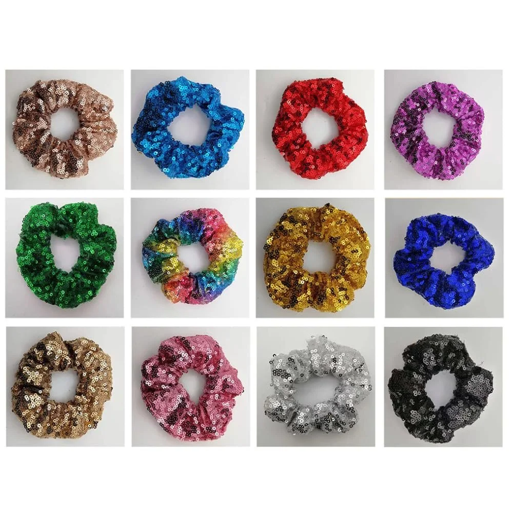 Блискуча резинка для волосся з паєтками, фіолетова, фото №4