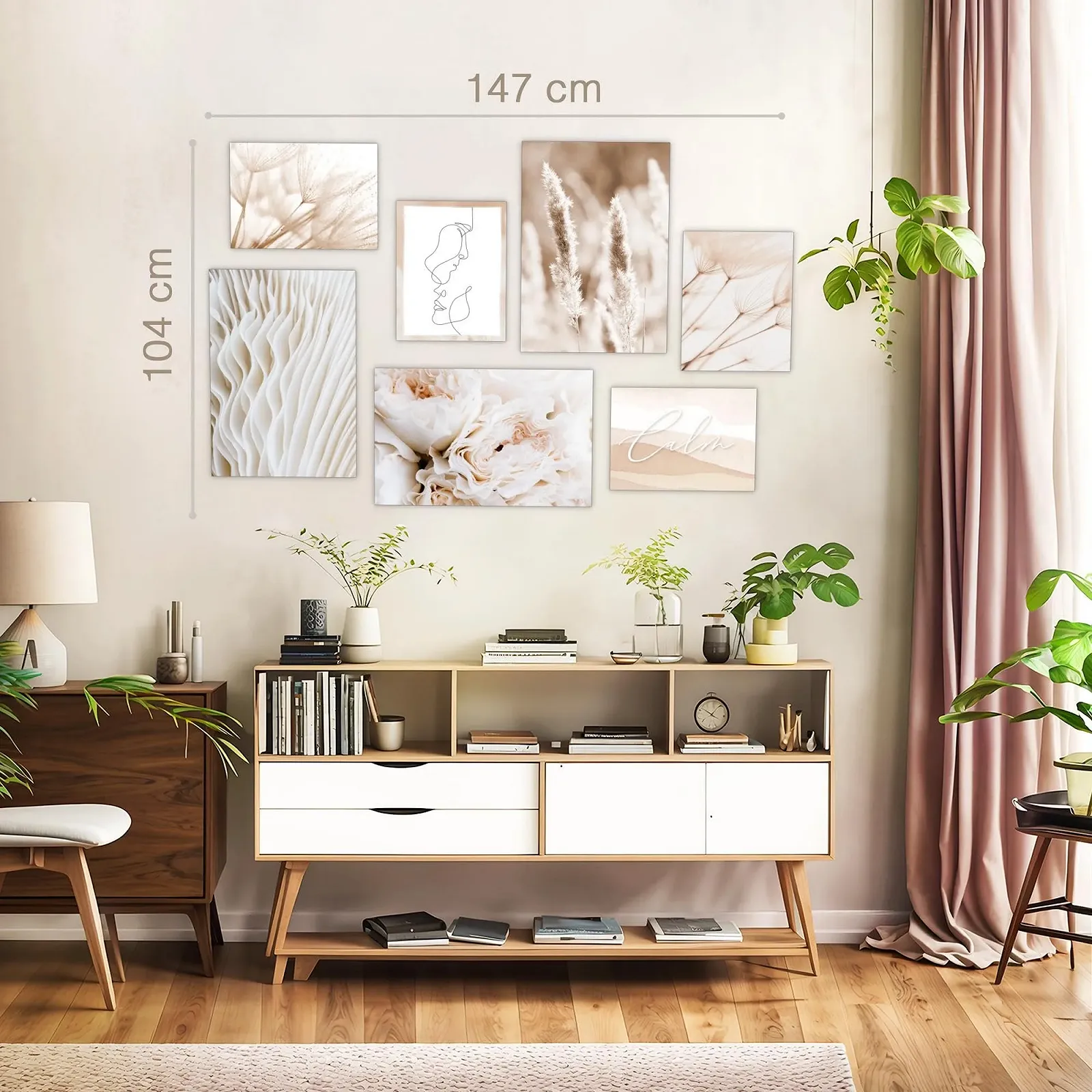 Набір картин Novart Boho Pampas Grass N035072a Бежевий, фото №3