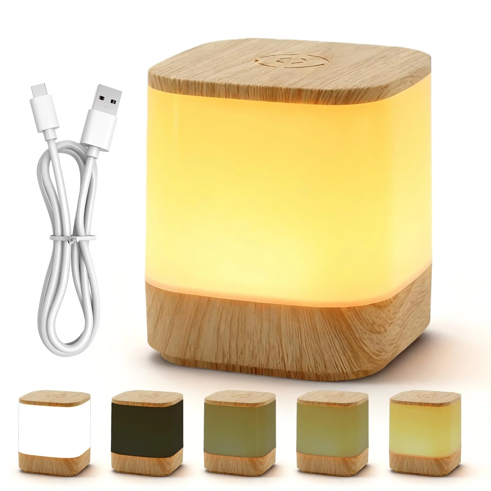 Набір із 2 настільних ламп LED Сенсорні 3600 мАг USB Акумуляторні 3 колірні температури Таймер Функція пам'яті Під дерево, фото №1