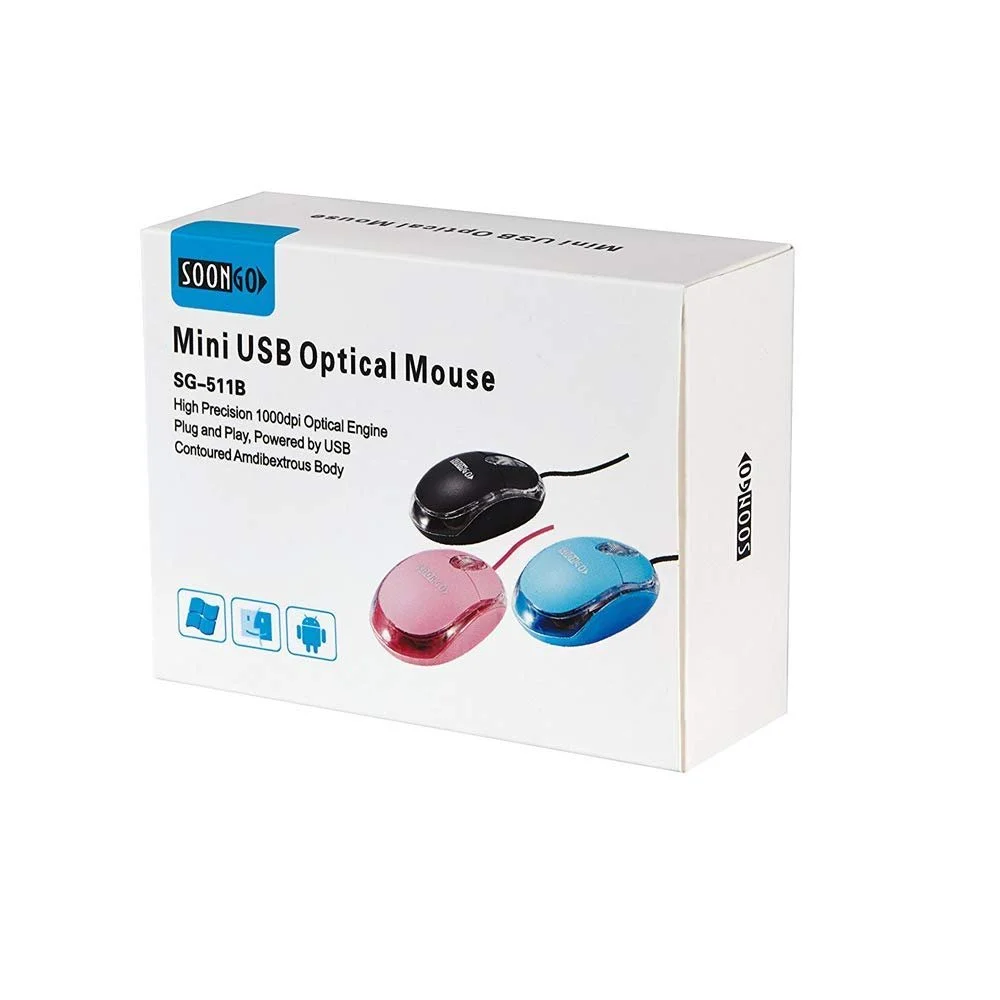 Миша SOONGO Mini USB дротова оптична світлодіодна лазерна портативна для ПК, ноутбука, настільного комп'ютера синя, фото №6