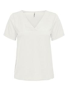 Футболка ONLAVA V-NECK MIX WOVEN TOP JRS 15224916 Cloud Dancer ONLY Білий S - Фото 1
