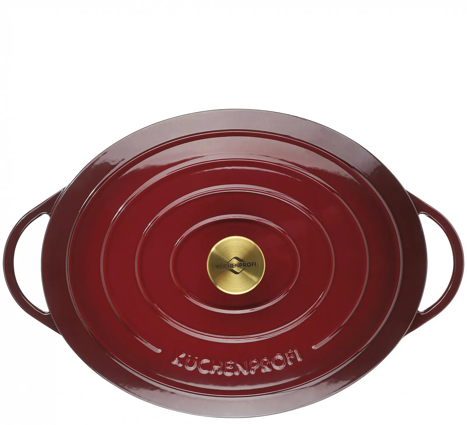 Жаровня Küchenprofi Médoc чавунна овальна з кришкою 33 см емальована індукційна, фото №2