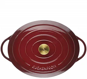 Жаровня Küchenprofi Médoc чугунная овальная с крышкой 33 см эмалированная индукционная synthetic.ua - Фото 1