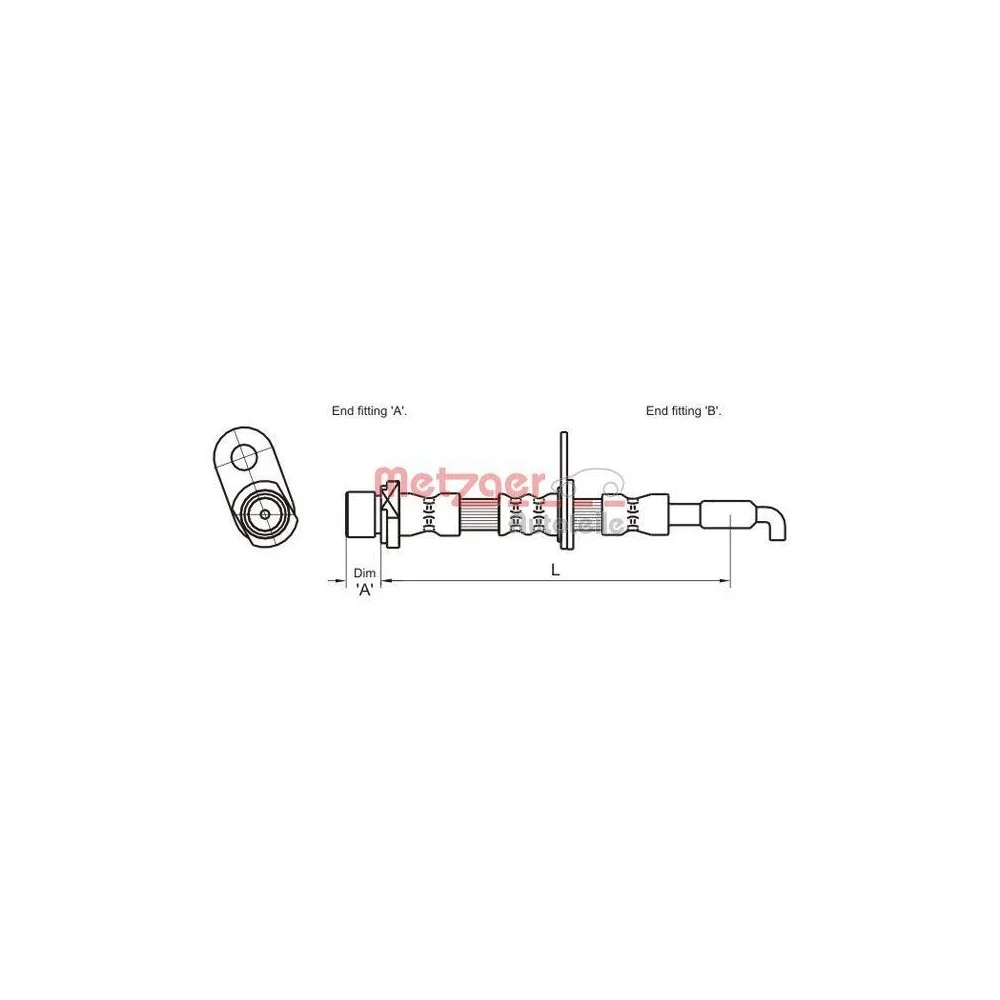 Гальмівний шланг METZGER 4110029 для TOYOTA, передня вісь справа, фото №1