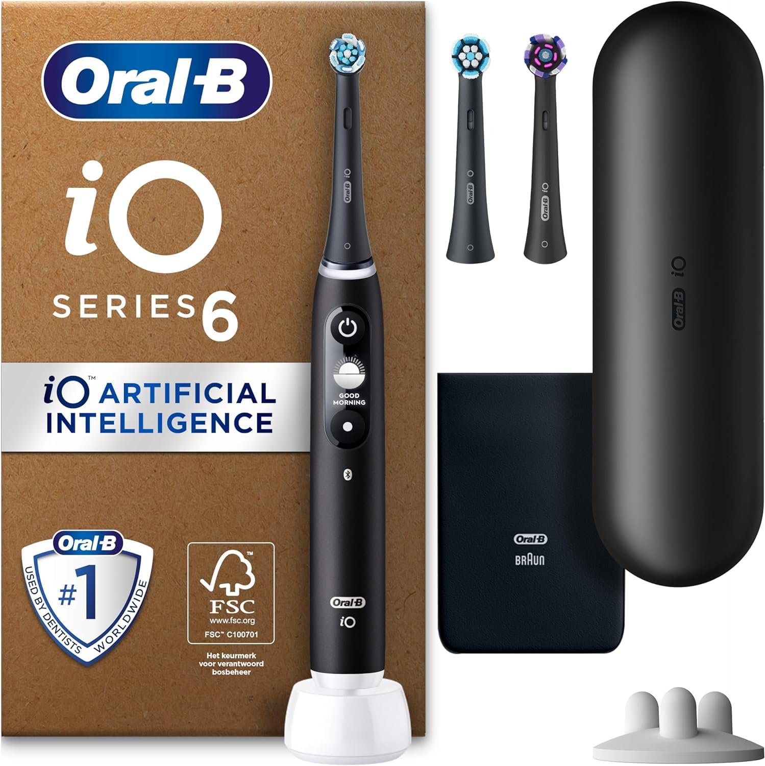 Электрическая зубная щетка Oral-B iO Series 6 Plus Edition, черная + насадки iO Ultimate Cleaning, 4 шт., фото №2