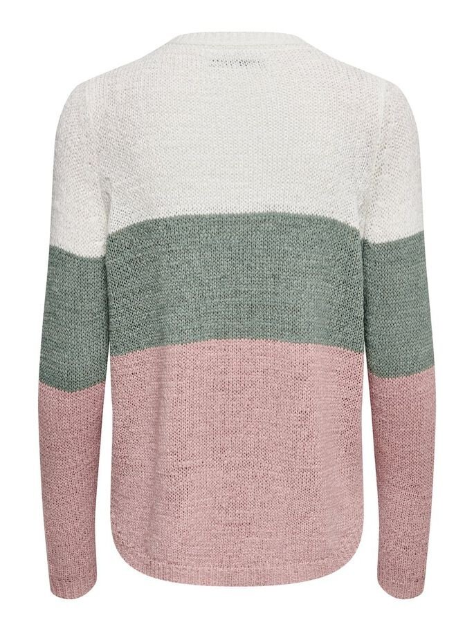 Пуловер ONLGEENA L/S BLOCK PULLOVER KNT NOOS 15161415-Cloud Dancer-Stripes:W. CHINOIS GREEN/ROS ONLY L, фото №4