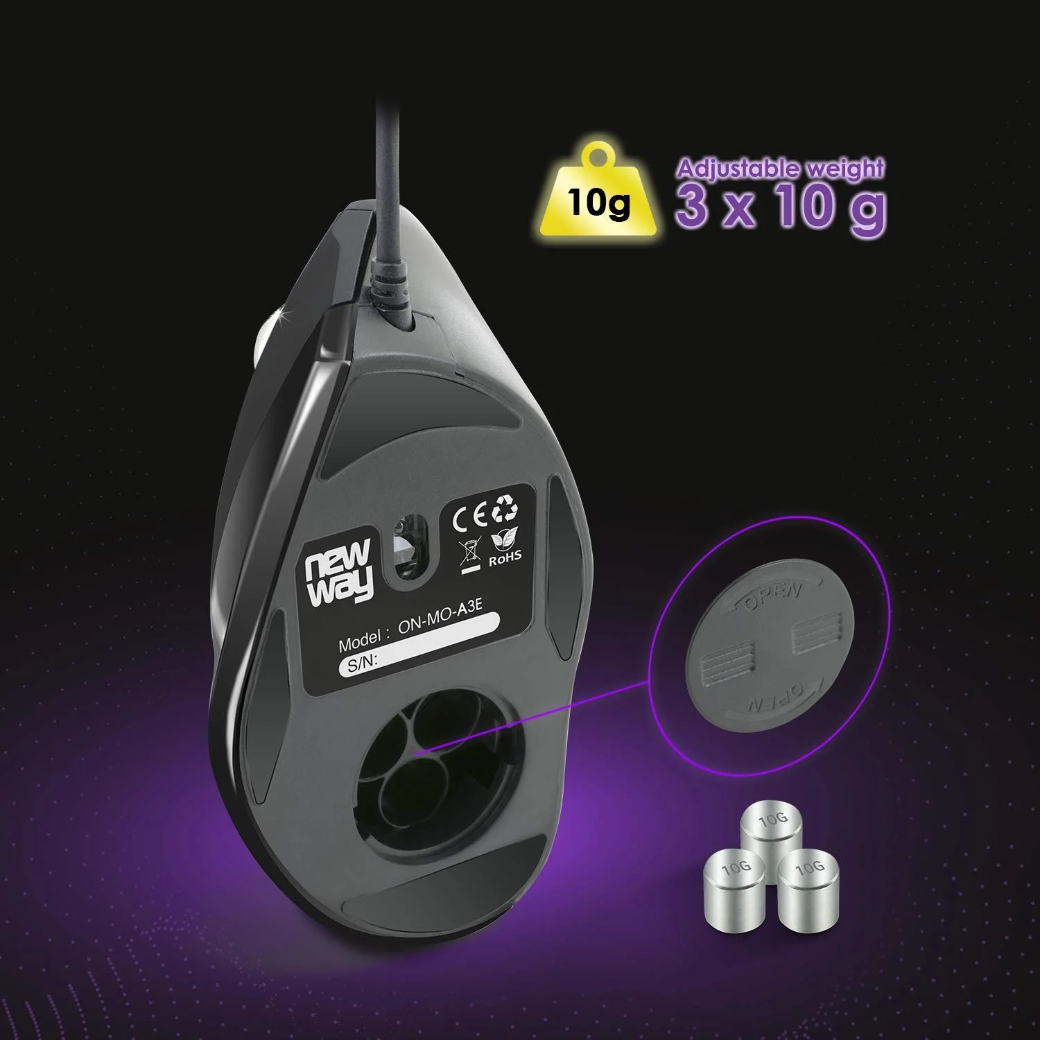 Мышь Vertical NEWWAY A3E 3200 DPI USB Кабель Регулируемый Вес, фото №5 Мышь Vertical NEWWAY A3E 3200 DPI USB Кабель Регулируемый Вес, фото №5