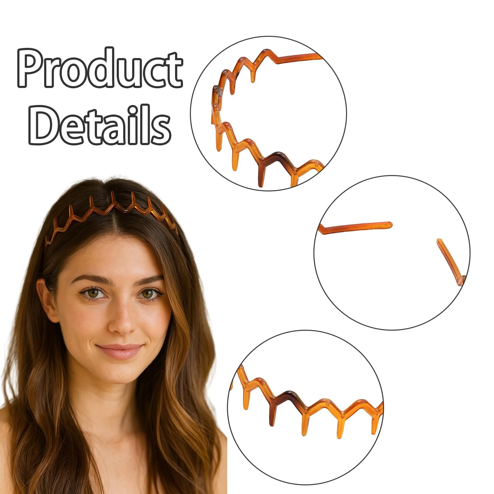 Обруч Пластиковий з Зубцями для Волосся 6 шт, фото №3