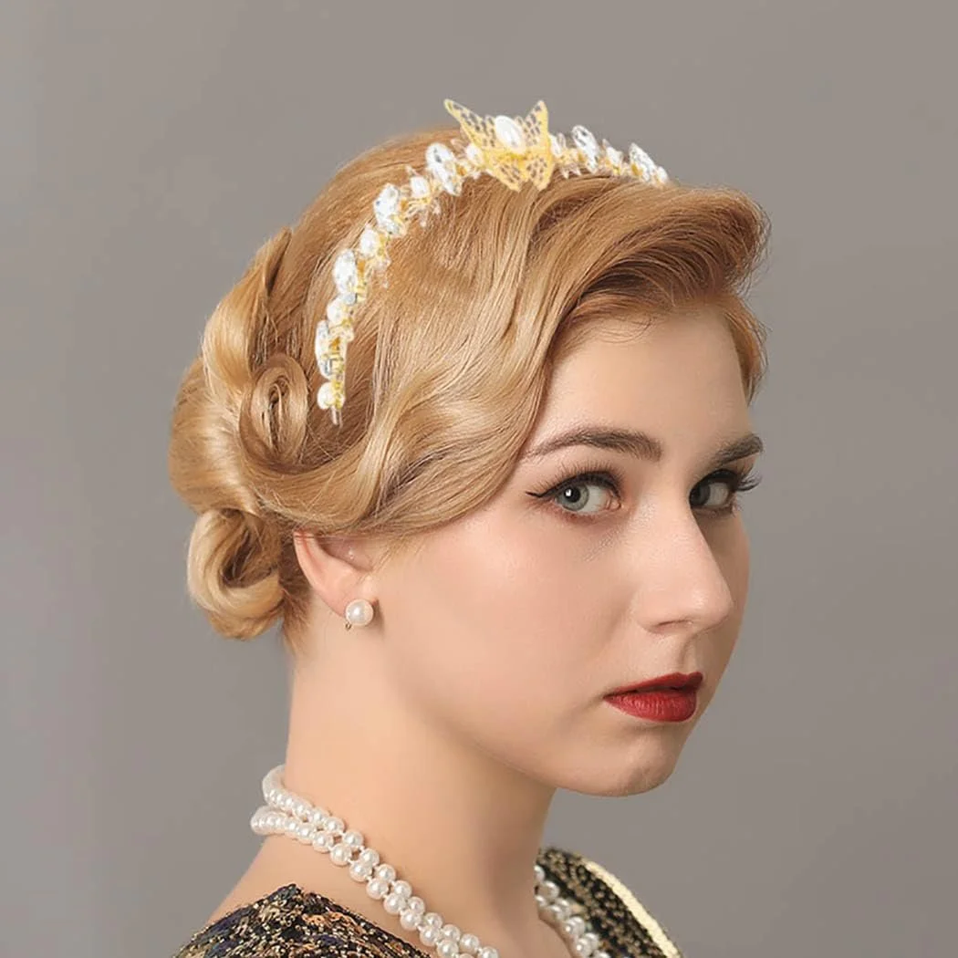 Обруч для волосся з кристалами та метеликами, фото №5