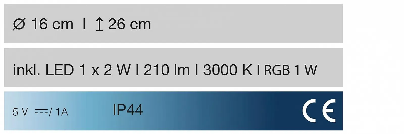 Настільна лампа FHL easy! Barletta вулична, 1 x LED 2.0 Ват, сенсорний димер, плавне регулювання яскравості, RGBW, біла, фото №4