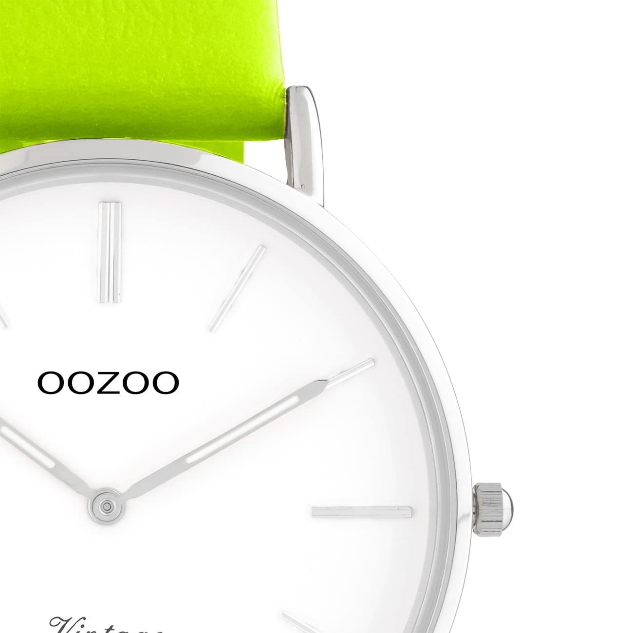 Женские часы Oozoo Vintage Series UOC20300 Аналоговые Кожа Желтый Зеленый UOC20300, серебристый / белый, Ремешок., фото №2