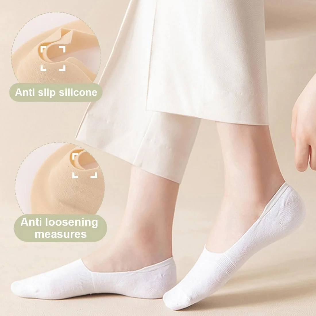 Женские носки-следки из хлопка, нескользящие - невидимые короткие мягкие дышащие носки для лоферов, кроссовок и лодочек, фото №3 Женские носки-следки из хлопка, нескользящие - невидимые короткие мягкие дышащие носки для лоферов, кроссовок и лодочек, фото №3