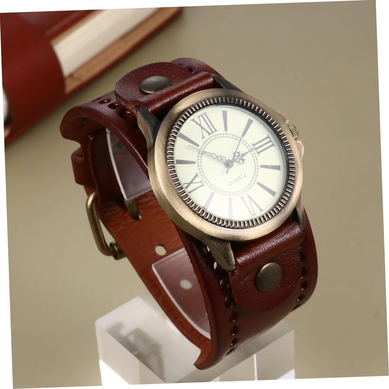 Часы мужские минималистичные VALICLUD Ремешок кожаный Светлый кофе, фото №8