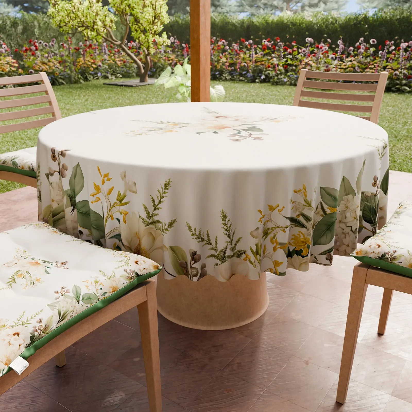 Скатертина PETTI Artigiani Italiani Botanical Мікрофібра Кругла Діаметр 180 см, фото №1