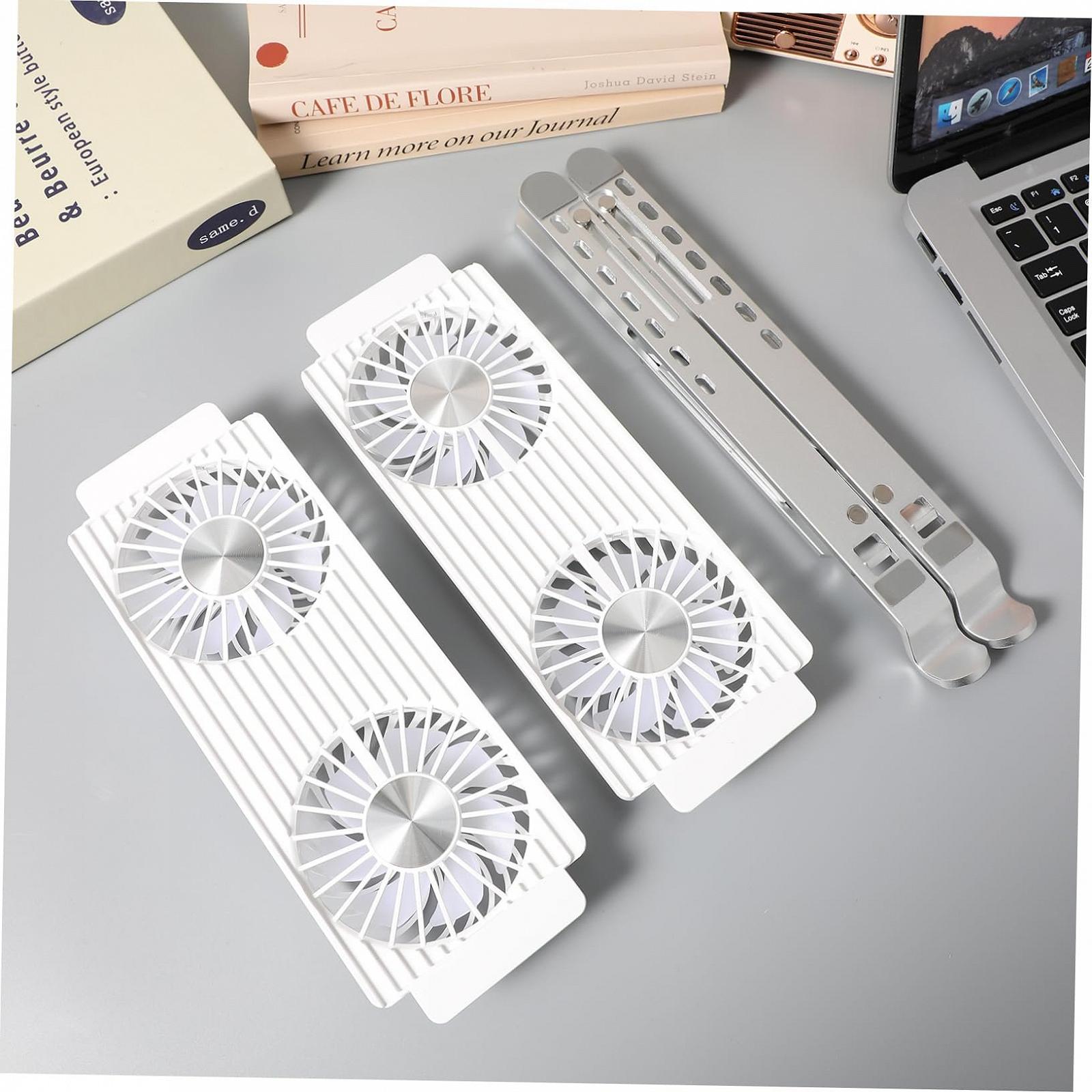 Регулируемая Подставка для Ноутбука UKCOCO с Вентиляторами Алюминиевая Охлаждающая Подкладка для Стола Эффективное Охлаждение Ноутбука Эргономичная Высота Стабильная Подставка, фото №4