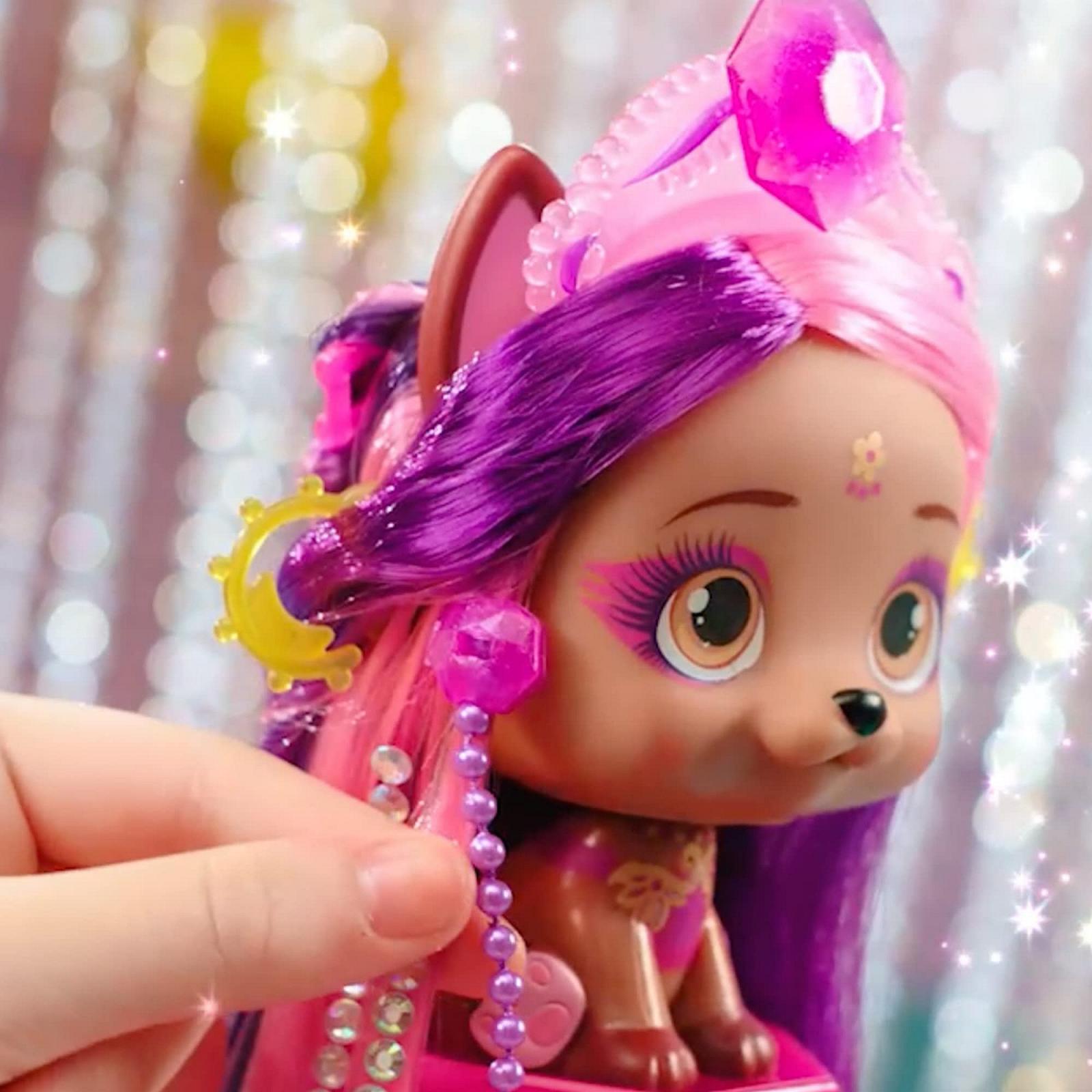 Фігурка VIP PETS Glam Gems S5 Сюрпризний цуцик в блискучому гламурному образі з 30 см довгим волоссям для розчісування та аксесуарами з дорогоцінного каміння для ідеального блискучого стилю - Подарунок для хлопчиків 3+, фото №6