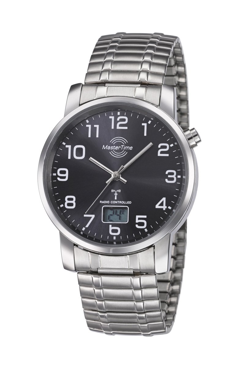 Часы мужские радиоуправляемые кварцевые Master Time Classic MTGA-10308-22M аналого-цифровые с браслетом из нержавеющей стали, серебристые, фото №1