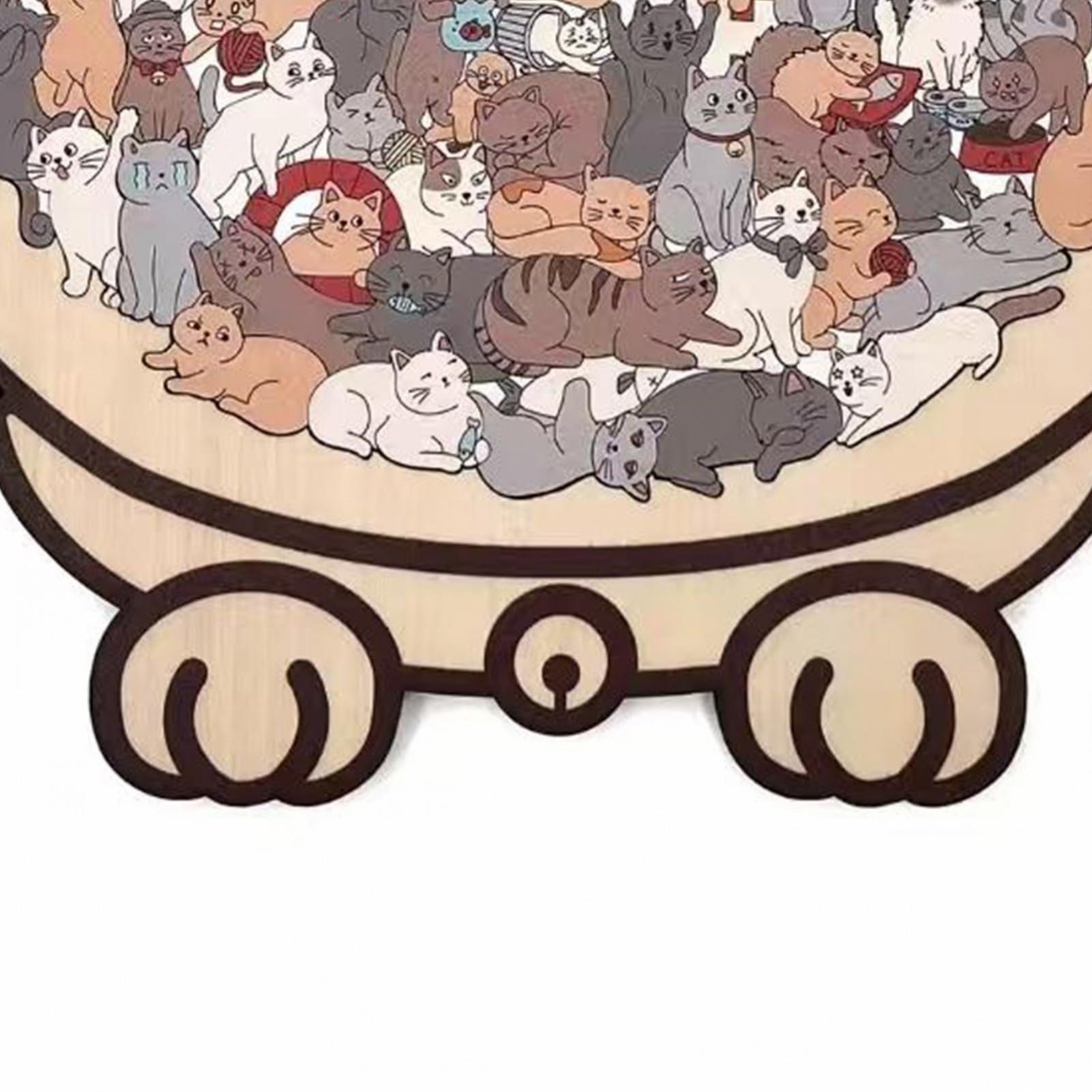 Деревянный пазл 135 деталей Morandi Colour в форме кота с силуэтной рамкой 23.7 x 21.8 cm, фото №5