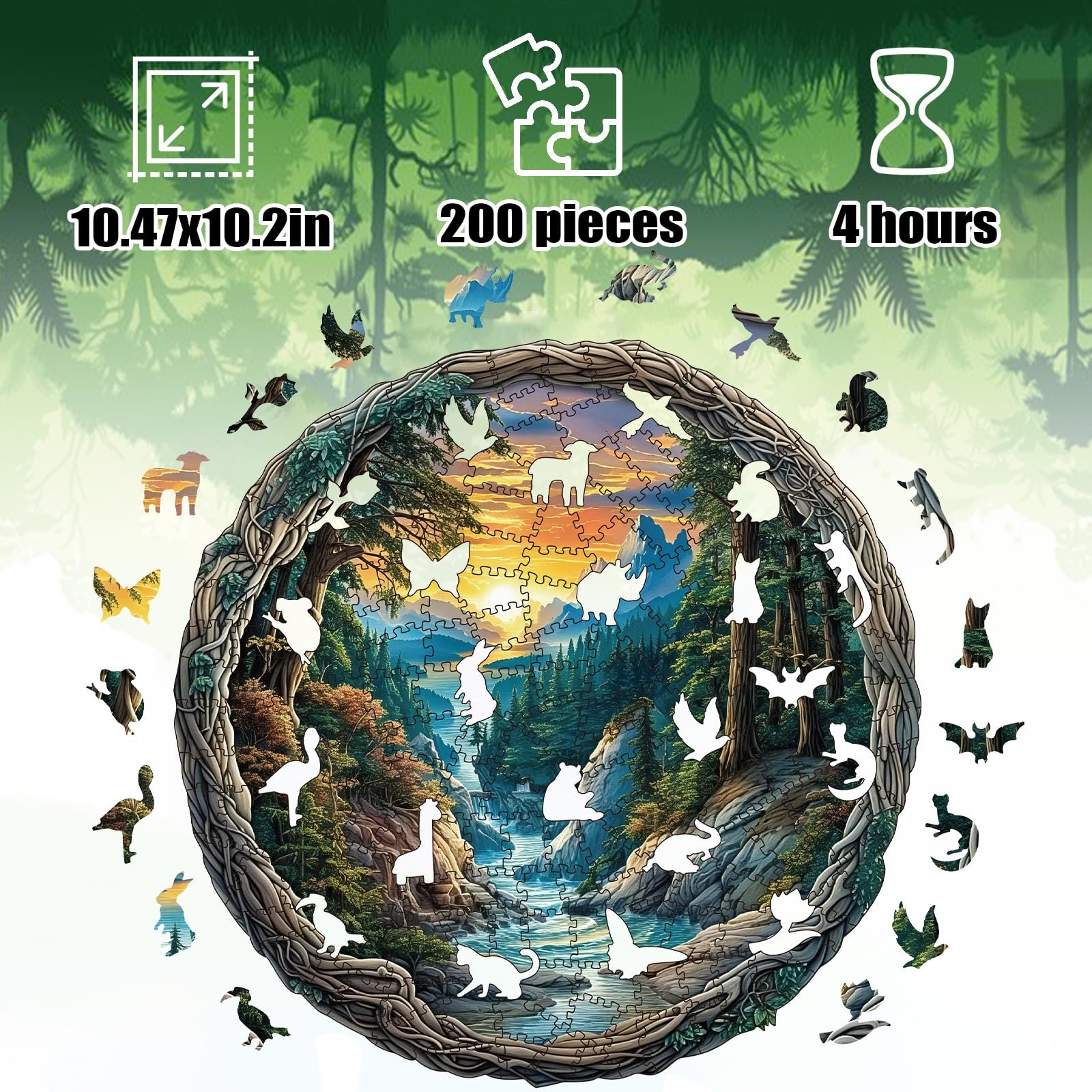 Деревянный пазл Landscape 200 элементов Уникальная форма животных, фото №3 Деревянный пазл Landscape 200 элементов Уникальная форма животных, фото №3