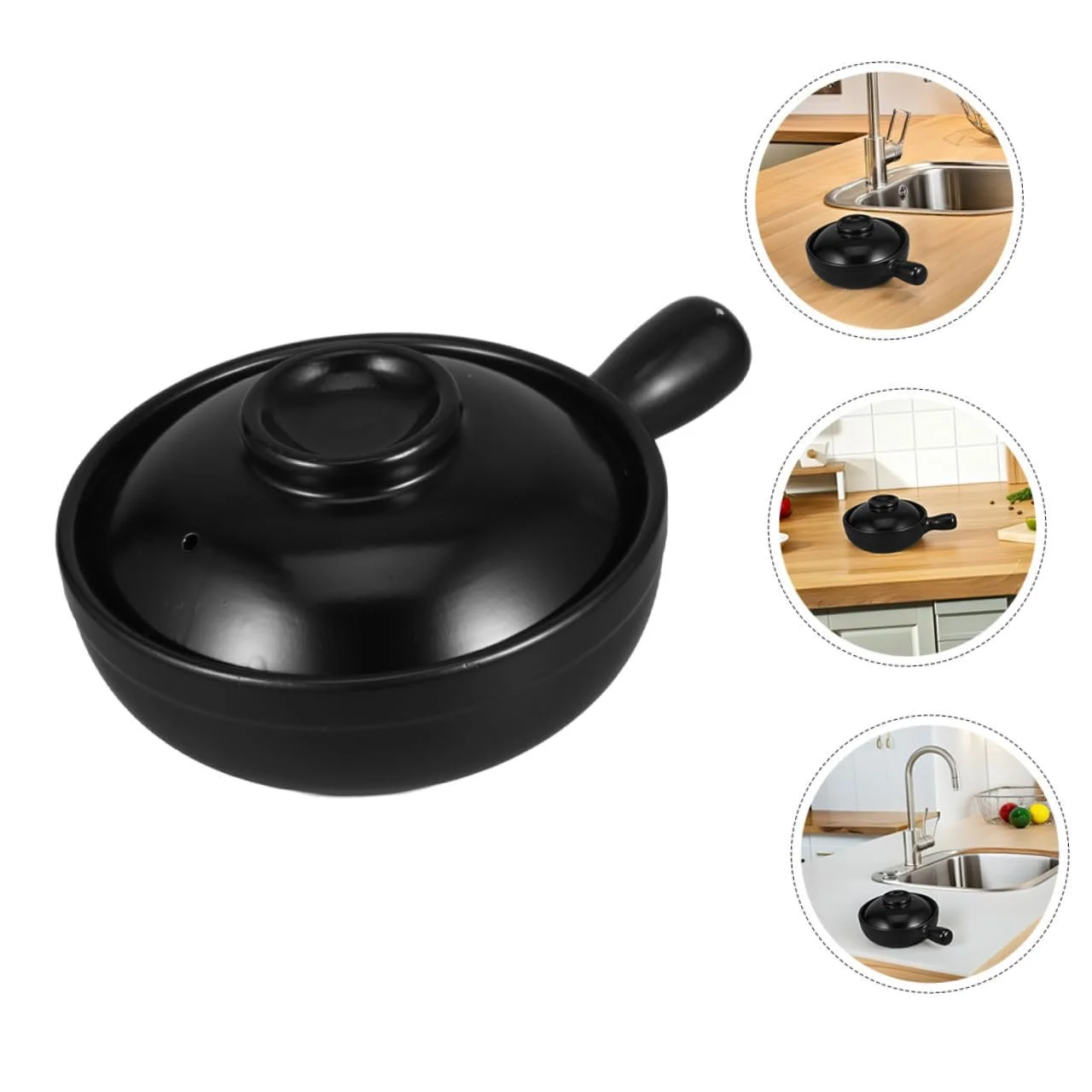 Керамическая кастрюля для запекания японская с крышкой термостойкая натуральная глина, фото №8