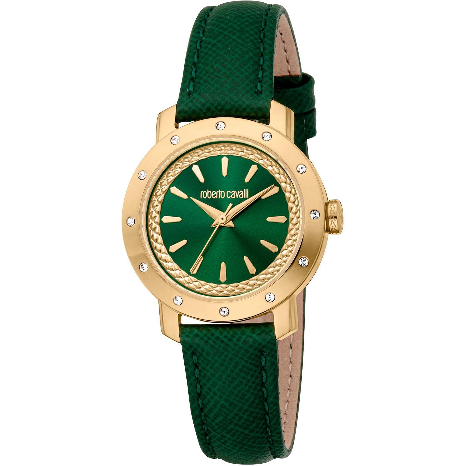 Жіночий аналоговий годинник Roberto Cavalli RC5L125L0025, шкіряний ремінець, зелений, фото №1