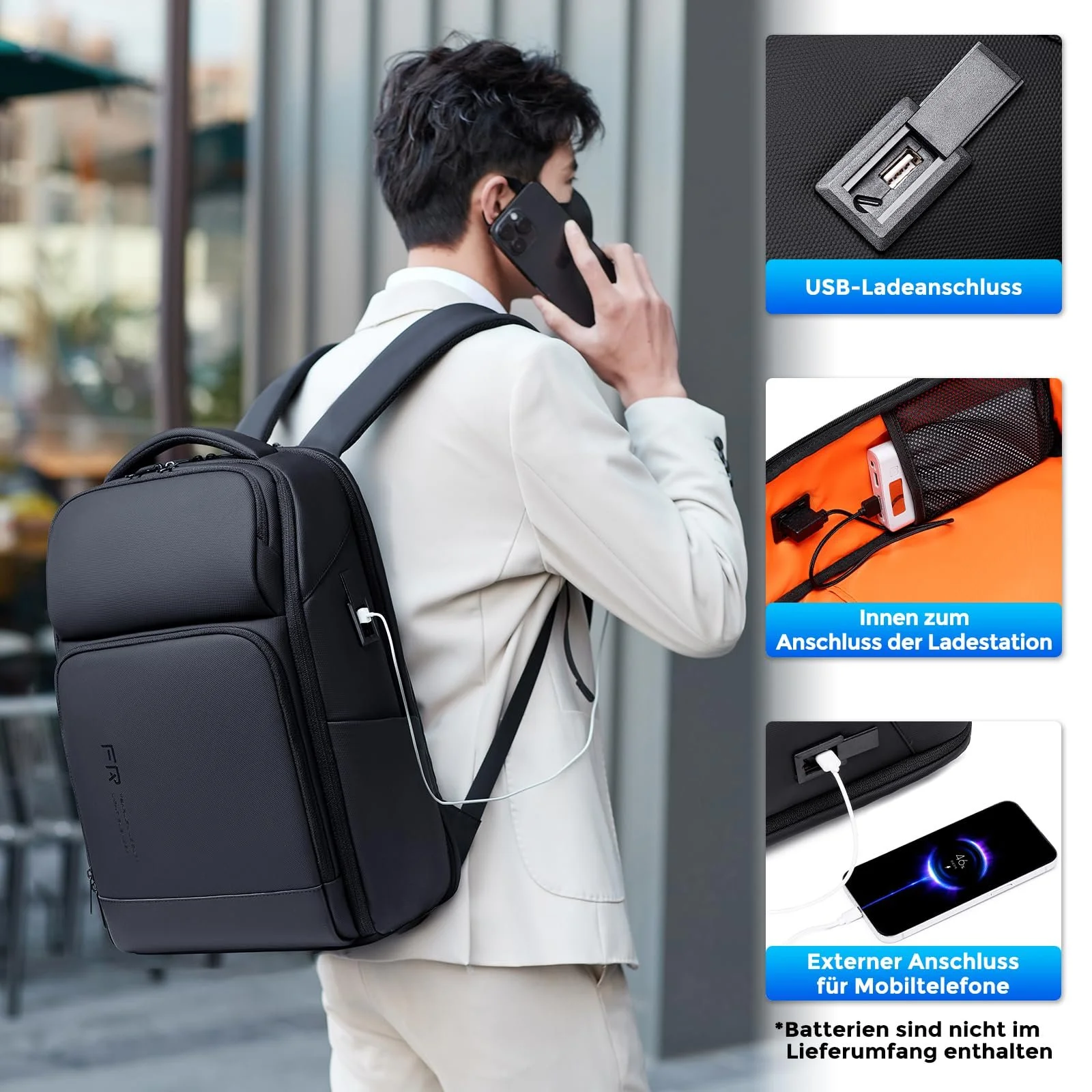 Рюкзак FENRUIEN Business 17 дюймов USB Black - не расширяемый, фото №5 Рюкзак FENRUIEN Business 17 дюймов USB Black - не расширяемый, фото №5