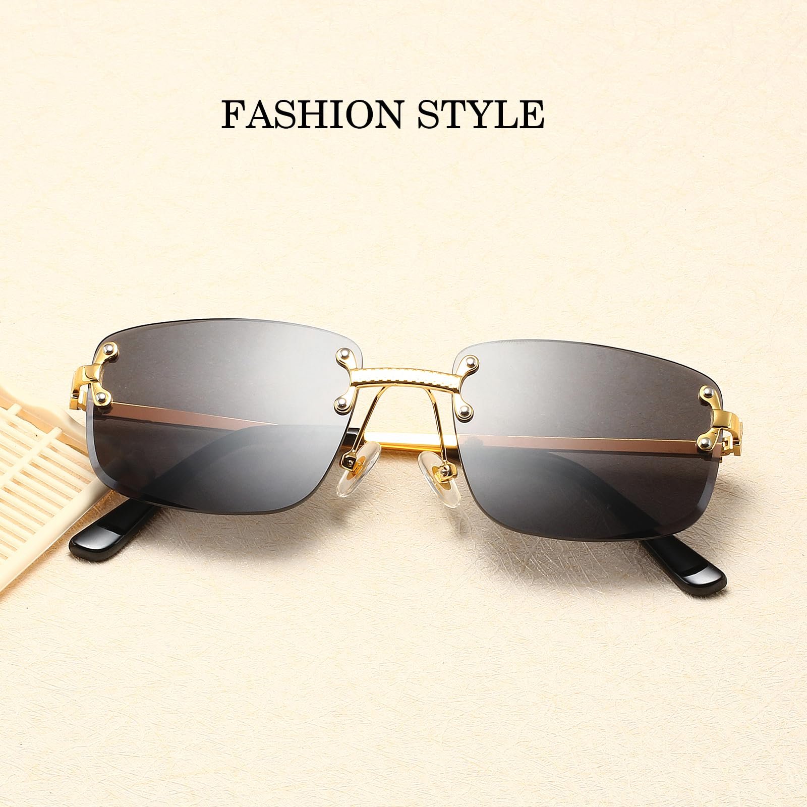 Сонцезахисні окуляри Прямокутні Безрамкові Ggpyyon для чоловіків та жінок, фото №6 Сонцезахисні окуляри Прямокутні Безрамкові Ggpyyon для чоловіків та жінок, фото №6