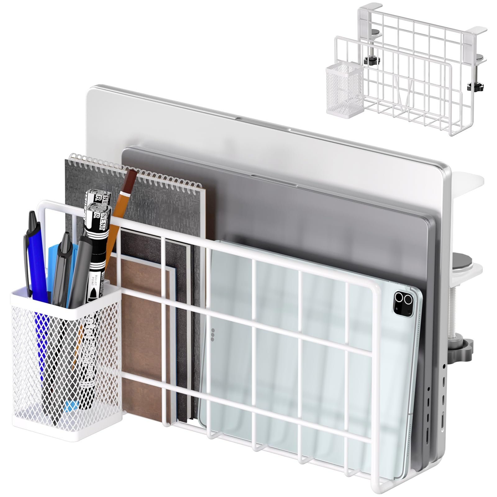 Вертикальна підставка для ноутбука з тримачем для ручок THYGIFTREE Desk Side Storage, Біла, фото №1