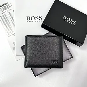 Чоловічий гаманець на магніті шкіряний брендовий BOSS у подарунковій упаковці - Фото 1