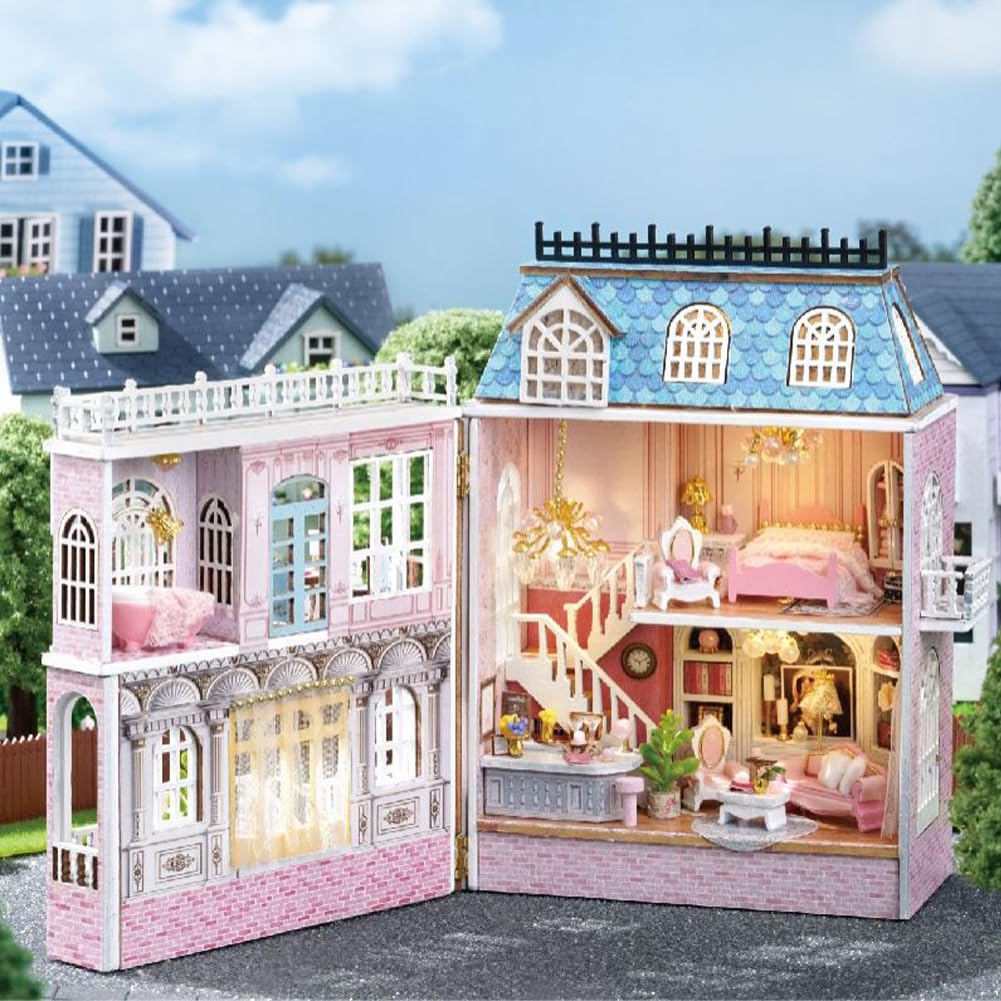 Конструктор Budynok HJBHDOLL Cottage Series Європейський стиль DIY Ляльковий будинок Мініатюра меблевий набір з LED підсвіткою Творча кімната (Романтичний Замок), фото №3