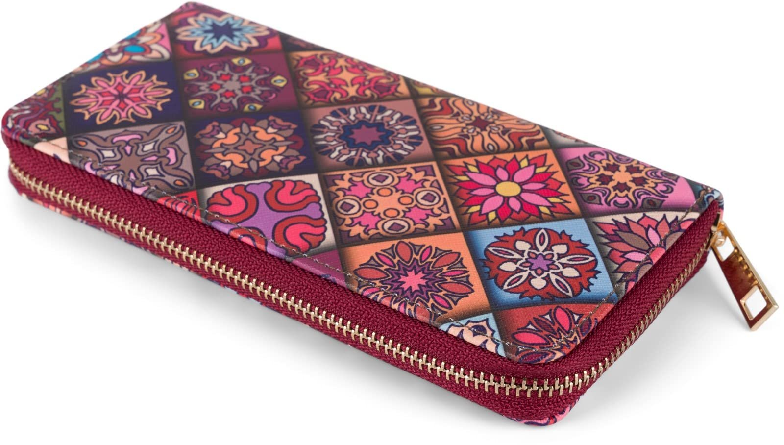 Кошелек styleBREAKER Женский с узором Indian Summer, стиль Mandala, на молнии, 02040144, фиолетово-розово-голубой, современный, фото №2