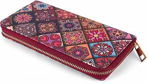 Кошелек styleBREAKER Женский с узором Indian Summer, стиль Mandala, на молнии, 02040144, фиолетово-розово-голубой, современный synthetic.ua - Фото 1