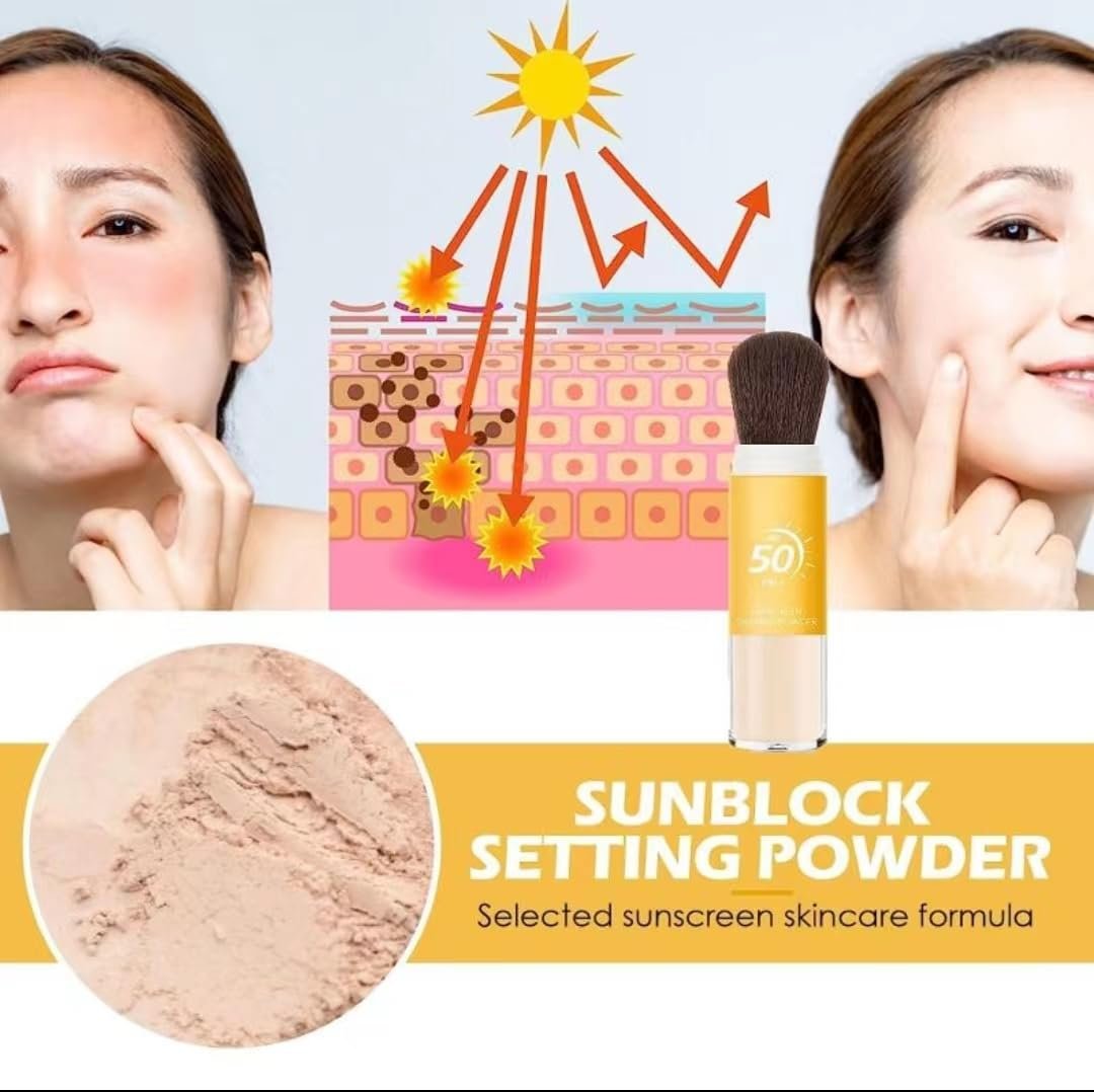 Пудра с кистью SPF 50, матирующая, для контроля жирности, дышащая, для всех типов кожи (3 шт), фото №3