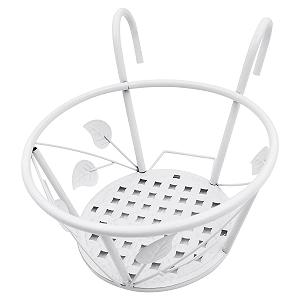 Підвісний тримач для квіткових горщиків Набір 3 шт. Круглий Для перил Залізний Для саду та балкона Білий synthetic.ua - Фото 1