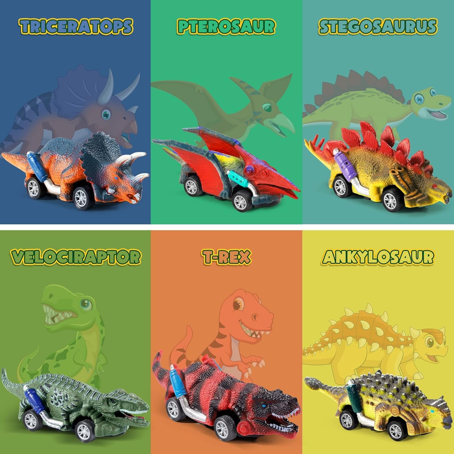 Іграшка Jojoin Dino Toy - іграшкова машина з динозаврами 6 шт. з ігровим килимком, фото №6