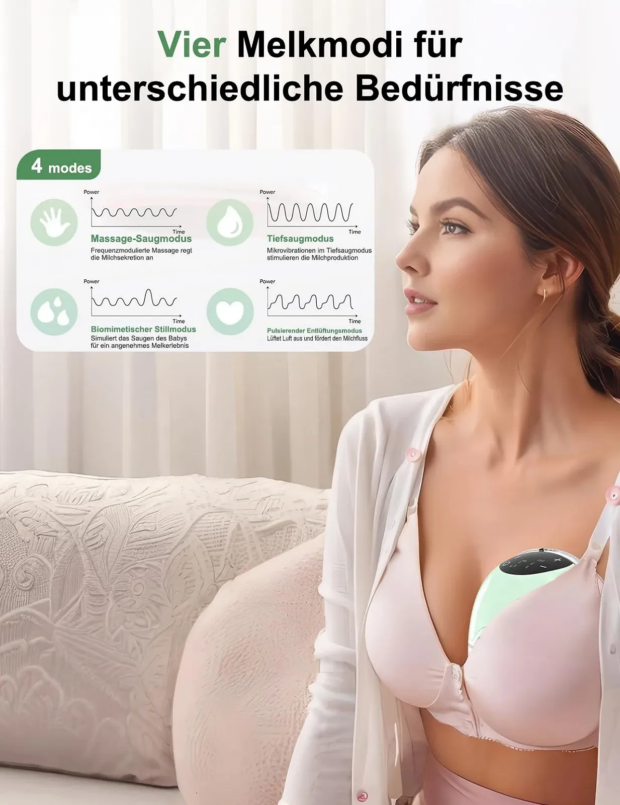 Моловідсмоктувач Електричний переносний Hands-Free 4 режими 12 рівнів 320 мм рт. ст. 18/21/24 мм Зелений (Упаковка з 2 шт.), фото №8 Моловідсмоктувач Електричний переносний Hands-Free 4 режими 12 рівнів 320 мм рт. ст. 18/21/24 мм Зелений (Упаковка з 2 шт.), фото №8