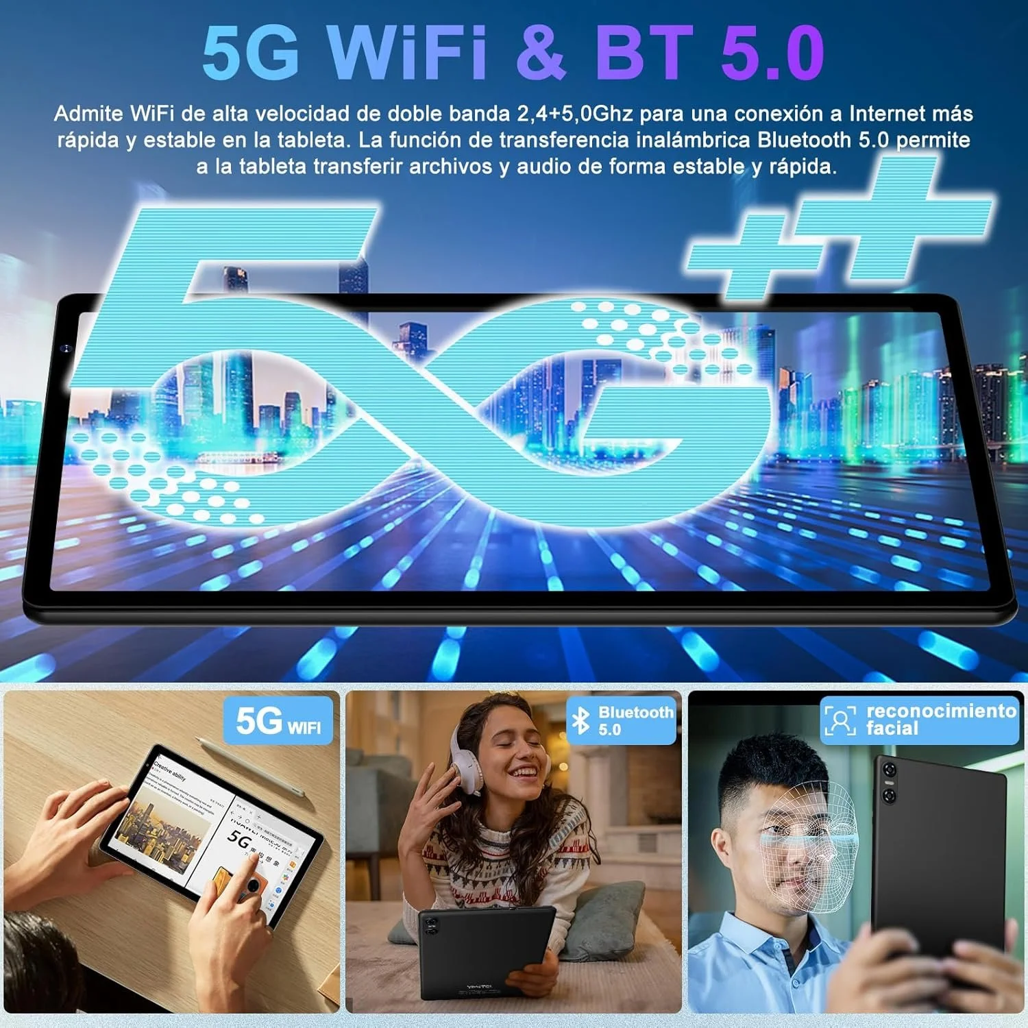 Планшет 10.1" Biegedy B22 6+14/128Gb 8 ядер Android 14 6000 mAh Чорний, фото №4