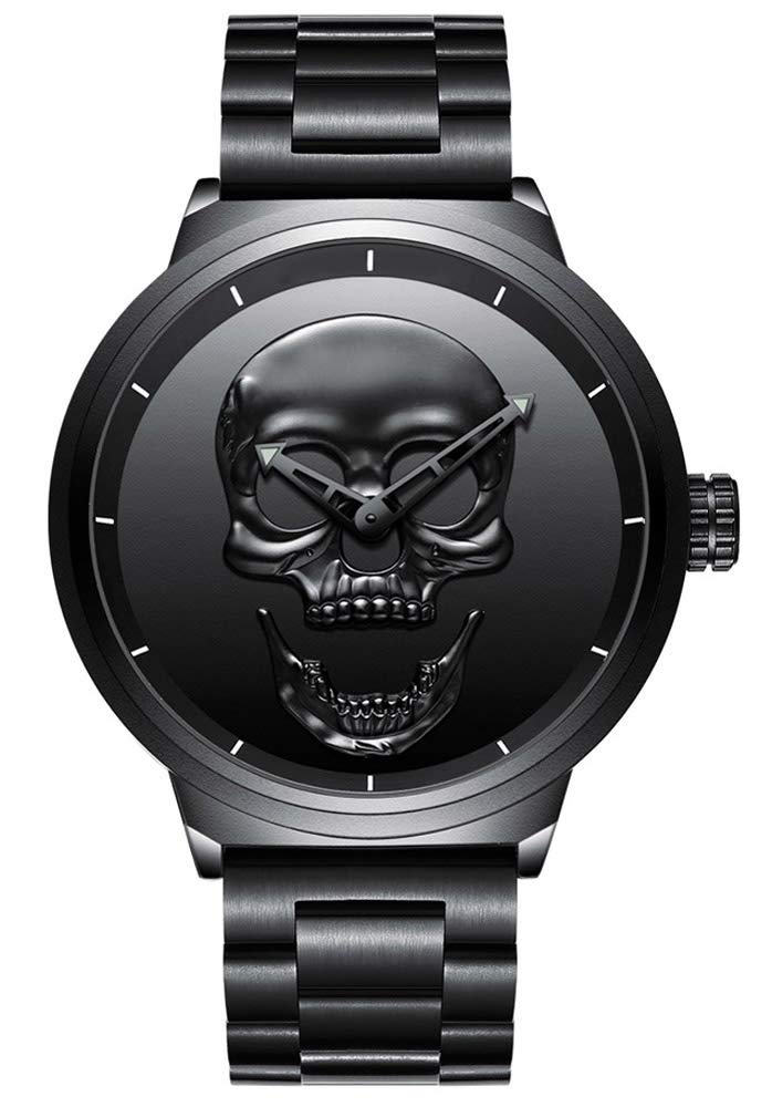 Мужские часы GIMTO Quartz с большим циферблатом и стальным браслетом Skull, фото №1
