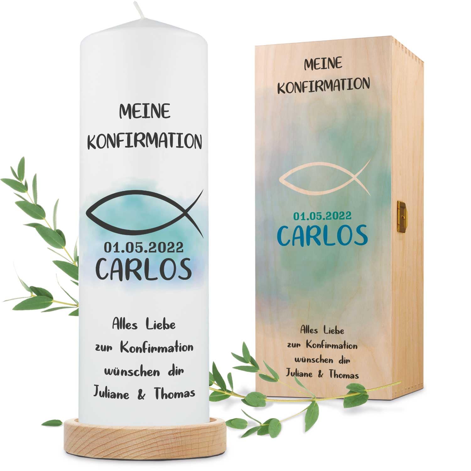 Свеча GRAVURZEILE Confirmation Fish Столб 250/80 мм Синий, фото №1 Свеча GRAVURZEILE Confirmation Fish Столб 250/80 мм Синий, фото №1